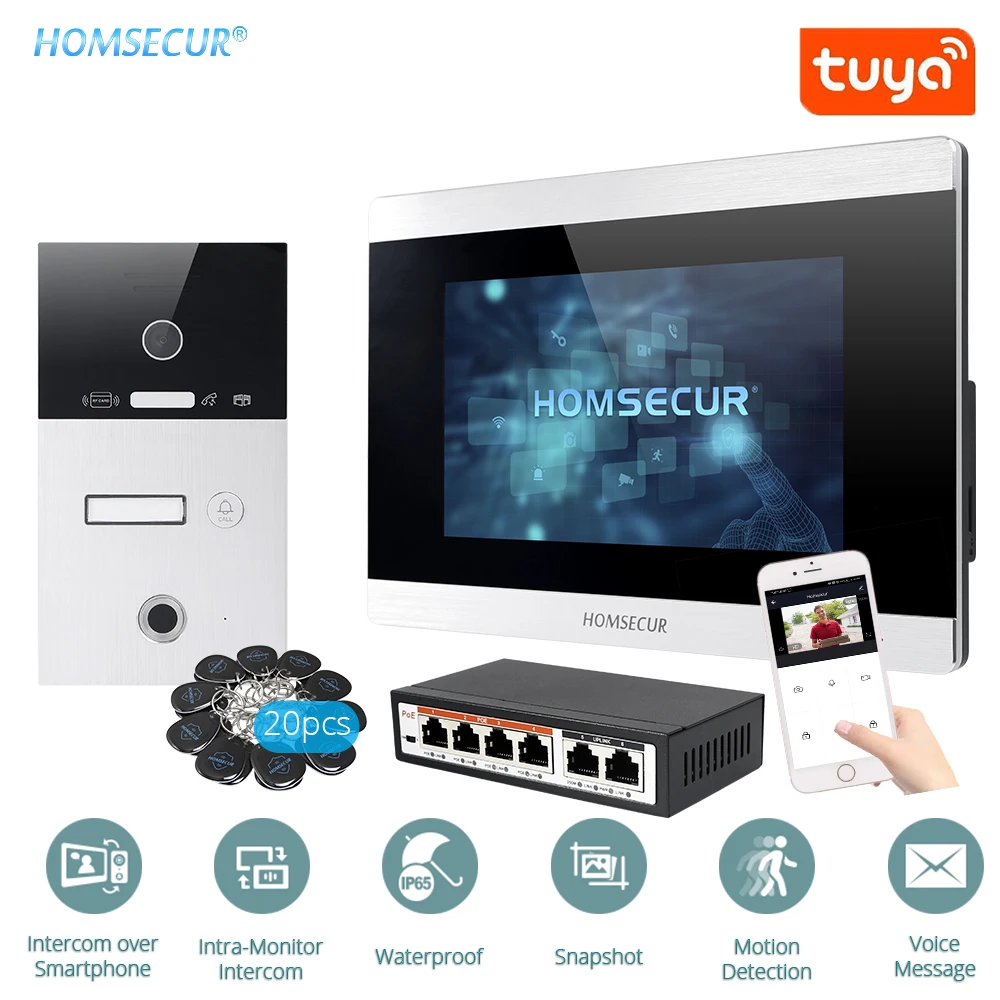 HOMSECUR 7" Wired WLAN IP Video 1 Familes&ampAudio Home Intercom+Fingerprint Access BC131IP-1S+BM715IP-S | Безопасность и
