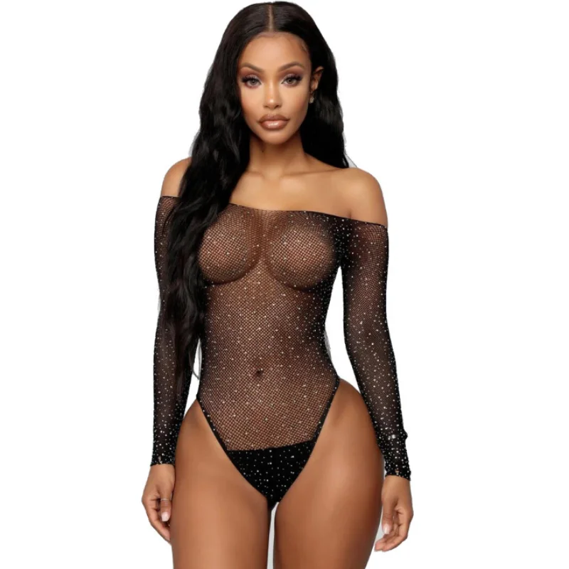 

Sexy Women's Teddy Outfit Fashion Hot Drill Taste Erotic Lingerie Fishnet Transparent Sexy Stockings Tights Erotic Underwear