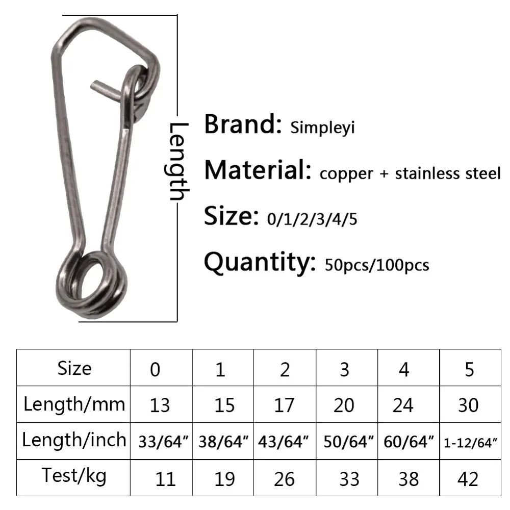 50-100pcs/Box Stainless Steel Swivel Fishing Snap Clip Hook Connector Rolling Rive Accessories Fish Tool | Спорт и развлечения