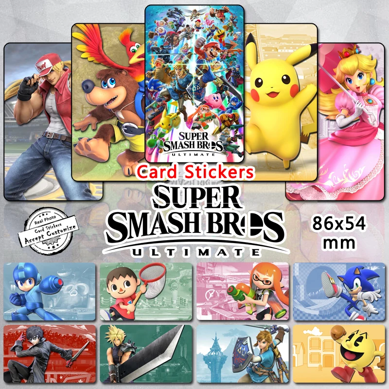 80pcs Super Smash Bros Ultimate Characters Stickers Crossover Fighting Game Mario Pikachu Mega Man Terry DLC SSBU Glossy Sticker
