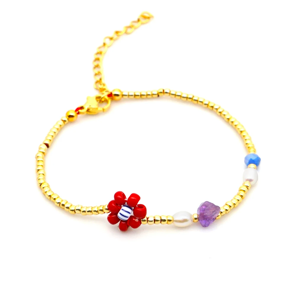 Go2boho браслет с пресноводным жемчугом женские богемные Цветочные браслеты