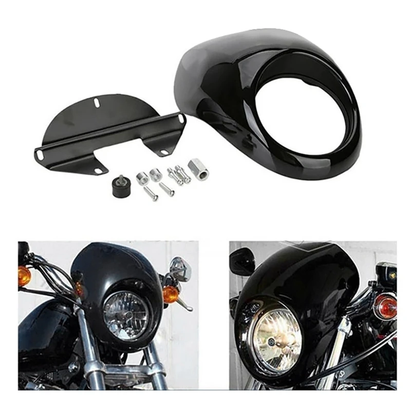 

Motorcycle Black Headlight Fairing for 883 1200 Front Fork Mount Dyna Sportster XLCH