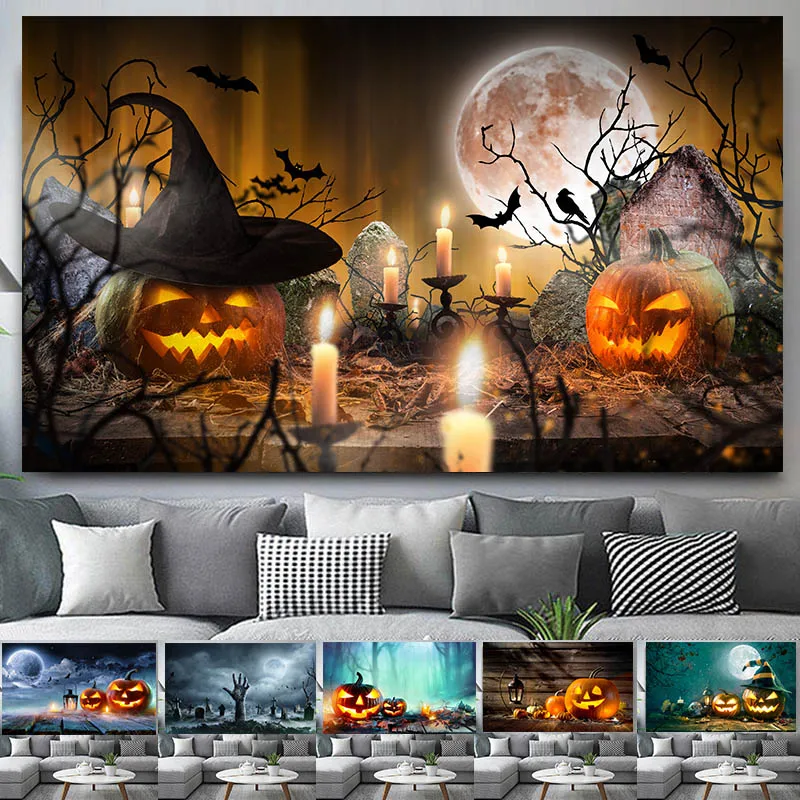 Карнавальная тыква на Хэллоуин призрак настенный плакат и печать холсте