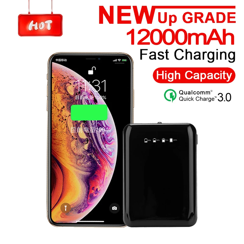 Внешний аккумулятор на 12000 мА · ч с ЖК-дисплесветодиодный светодиодной