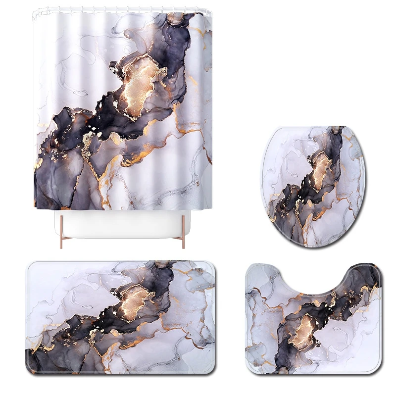 

Shower Curtain Print Colorful Lips Pattern 4 Pcs Carpet Cover Toilet Cover Bath Mat Pad Set Homewear Bathroom Curtain Home Decor