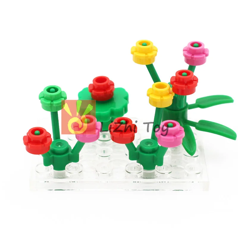 MOC Bricks 24866 Plate Round 1x1 with Flower Edge 5 Petals DIY Enlighten Block Assembles Particles for Children Toys | Игрушки и хобби