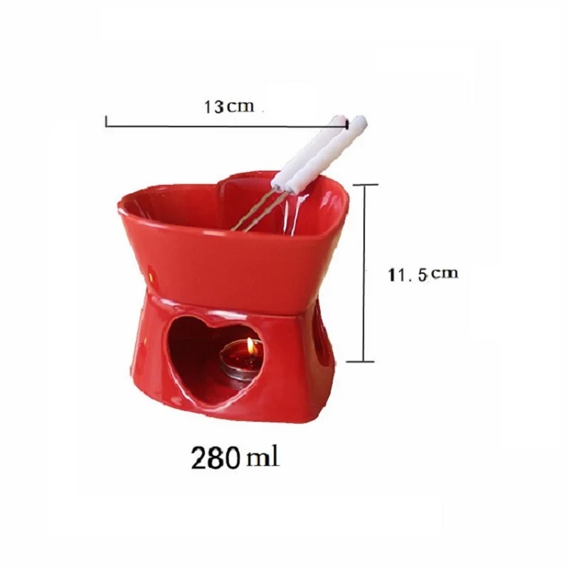 ice cream fondue tool Chocolate podjarka furnace ceramic heart bowl color |