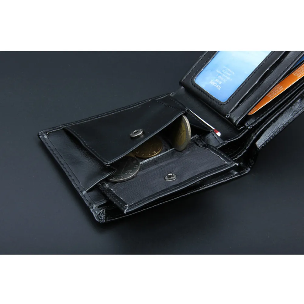 Фото Мужской кожаный кошелек монетница на молнии бумажник для Id кредитных карт