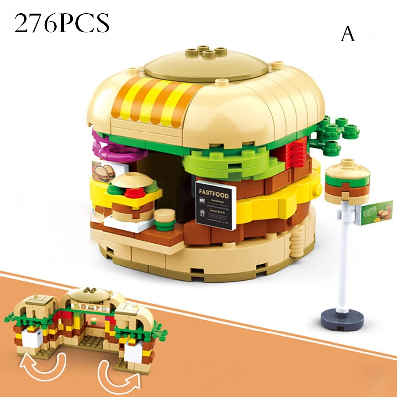 Город улица вид снек магазин строительный блок гамбургер Десерт Мороженое LY