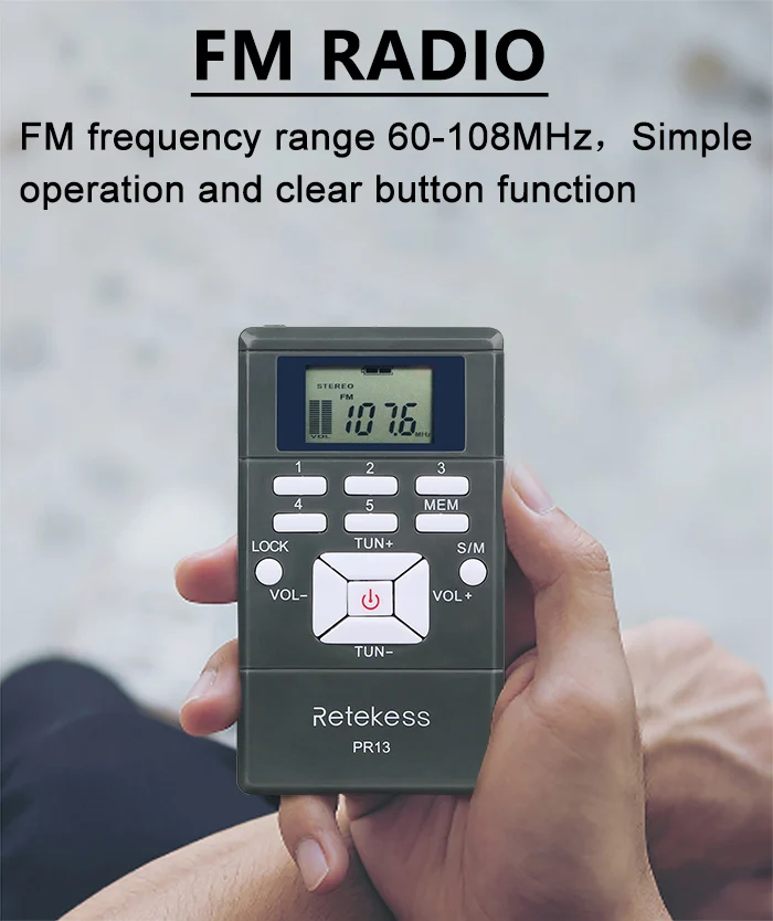 10 шт. RETEKESS PR13 радио FM стерео DSP портативный Радиоприемник цифровые часы для обучения церковной конференции