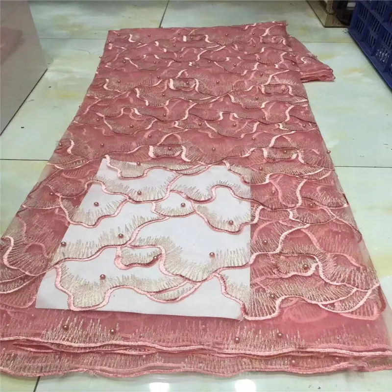 Африканская кружевная ткань 2019 высококачественные бусины нигерийская вышивка