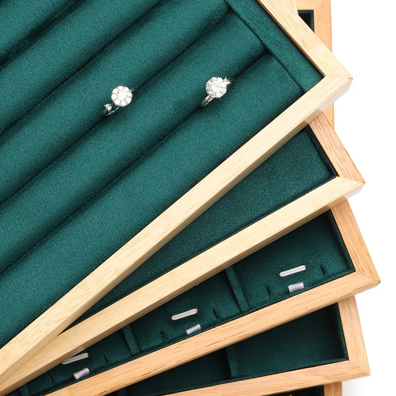Модная Зеленая Деревянная Рамка Vevlet органайзер для ювелирных изделий упаковка