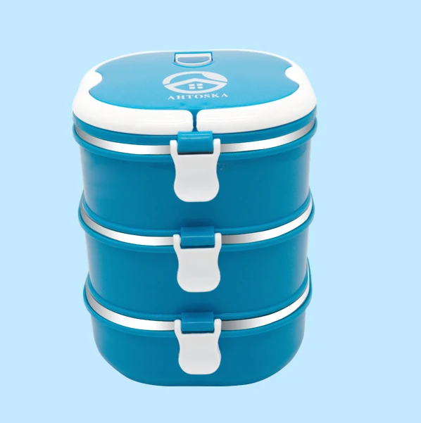 3 layer blue1 TenBroman Ланч-бокс из нержавеющей стали для детей, Детский Школьный Ланч-бокс, контейнеры для еды, ланчбокс для детей, милый для детей - Цвет: 3 layer blue1