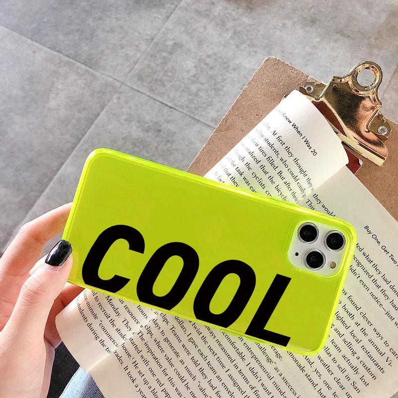 Флуоресцентный неоновый чехол для телефона с надписью COOL LIFE iPhone 11 Pro Max XR X XS 7 8 Plus