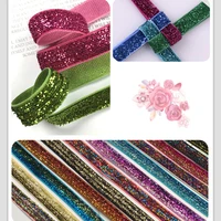 38 9mm 20 yards no elastic metallic glitter velvet ribbon fabric craft diy headband fabric%ef%bc%8812 colors%ef%bc%89