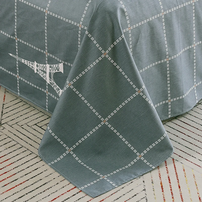 

Home Textile Cotton Comfortable Bedding Bed Flat Sheet Plaid Sheets Bedspread Gray Sleeping full queen king Bed Sheet pillowcase