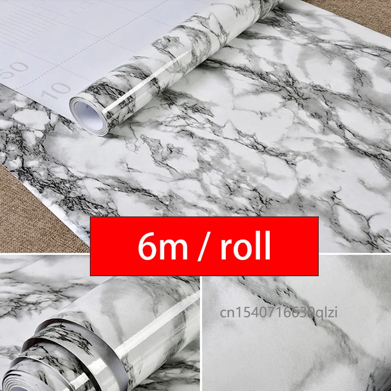 6meter waterproof wallpaper decorative marble contact paper countertops roll for counter top covers cabinets kitchen furniture free global shipping