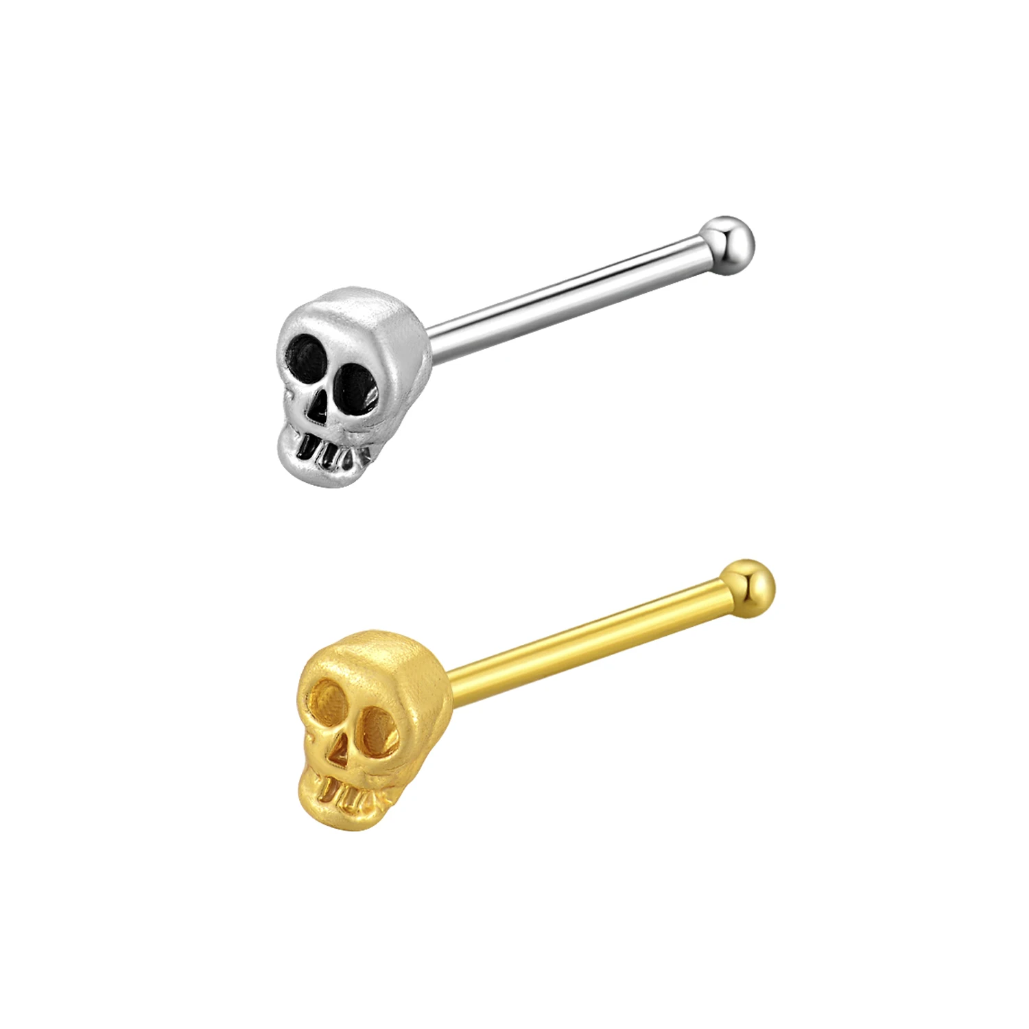 Кольца с черепом и штифты для носа имитация пирсинг ушей костей соска септума 925