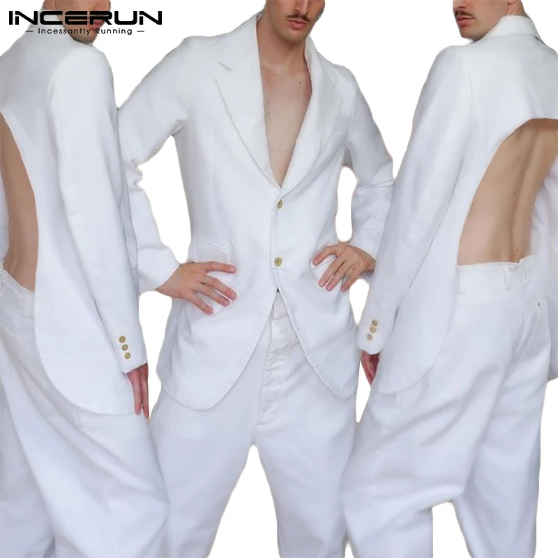 

Пиджак INCERUN мужской однотонный, с открытой спиной и длинным рукавом, 5XL