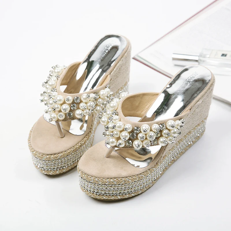 2019 г. женские брендовые сандалии со стразами шлепанцы с плетением из веревки и