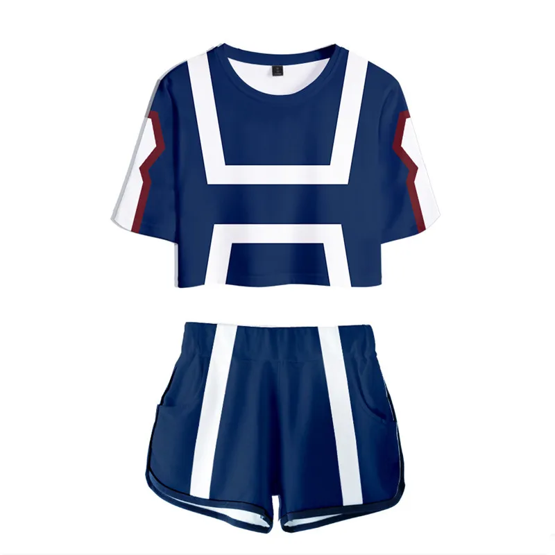

My Hero Academia Two-piece 3D Anime Shorts T-shirt Two-piece Women's T-shirt Shorts Harajuku Casual Wear Sportswear Girlsv