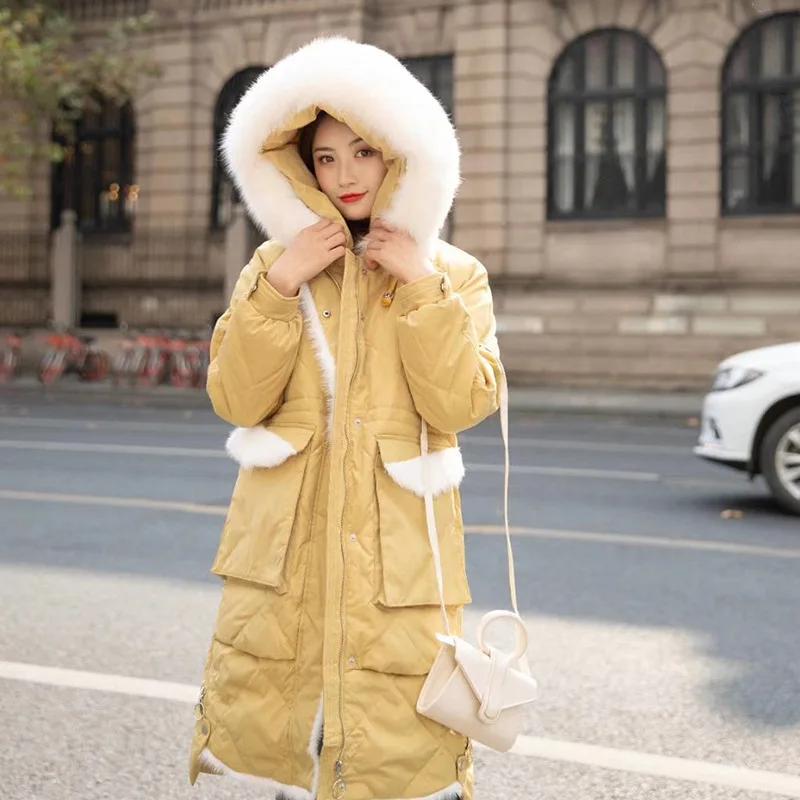 

Women in the new winter long slim show thin mink fur thick duvet coat solid color coat 2021 women's clothing