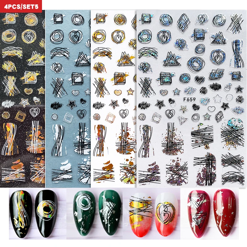 3D наклейки для ногтей с золотистыми листьями 2 шт. | Красота и здоровье