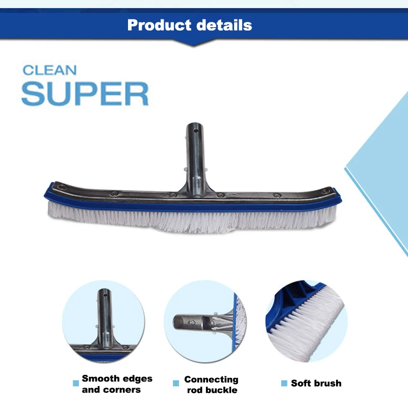 

Сменная сверхмощная алюминиевая насадка для щетки для бассейна 17,7 дюйма, инструмент для очистки спины с защелкой, дизайн для настенной плит...