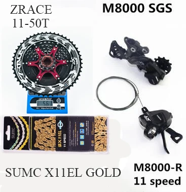 50T black X11el gold DEORE XT M8000 комплект горного велосипеда MTB 1x11-скоростной 46T 50T SL+ RD+ ZRACE/SUNSHINE+ SUMC X11 M8000 переключатель заднего хода - Цвет: 50T black X11el gold