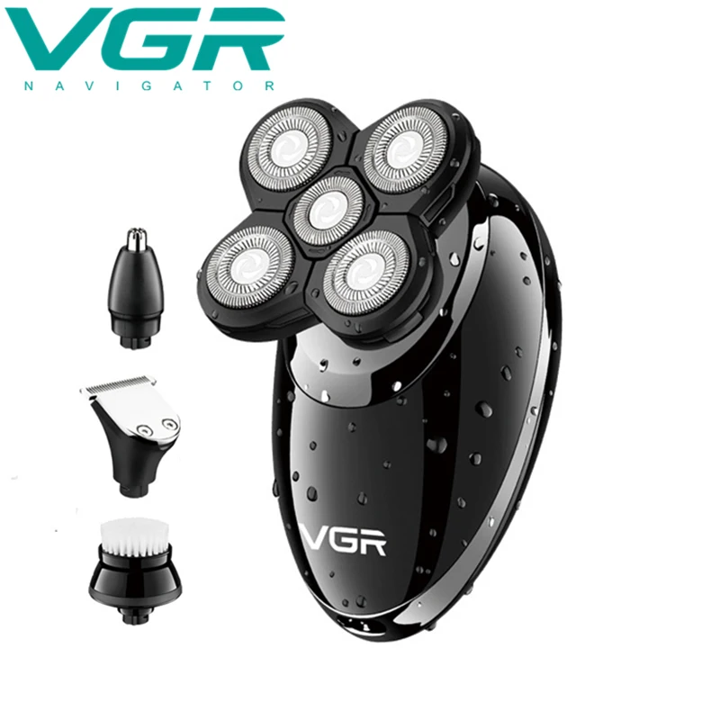 

Vgr V-302 4 in 1 Rotary Electric Shaver Wet Hair Clipper Rechargeable Facial Cleaning Brush for Men'S Facial Care Beard Bald Eu
