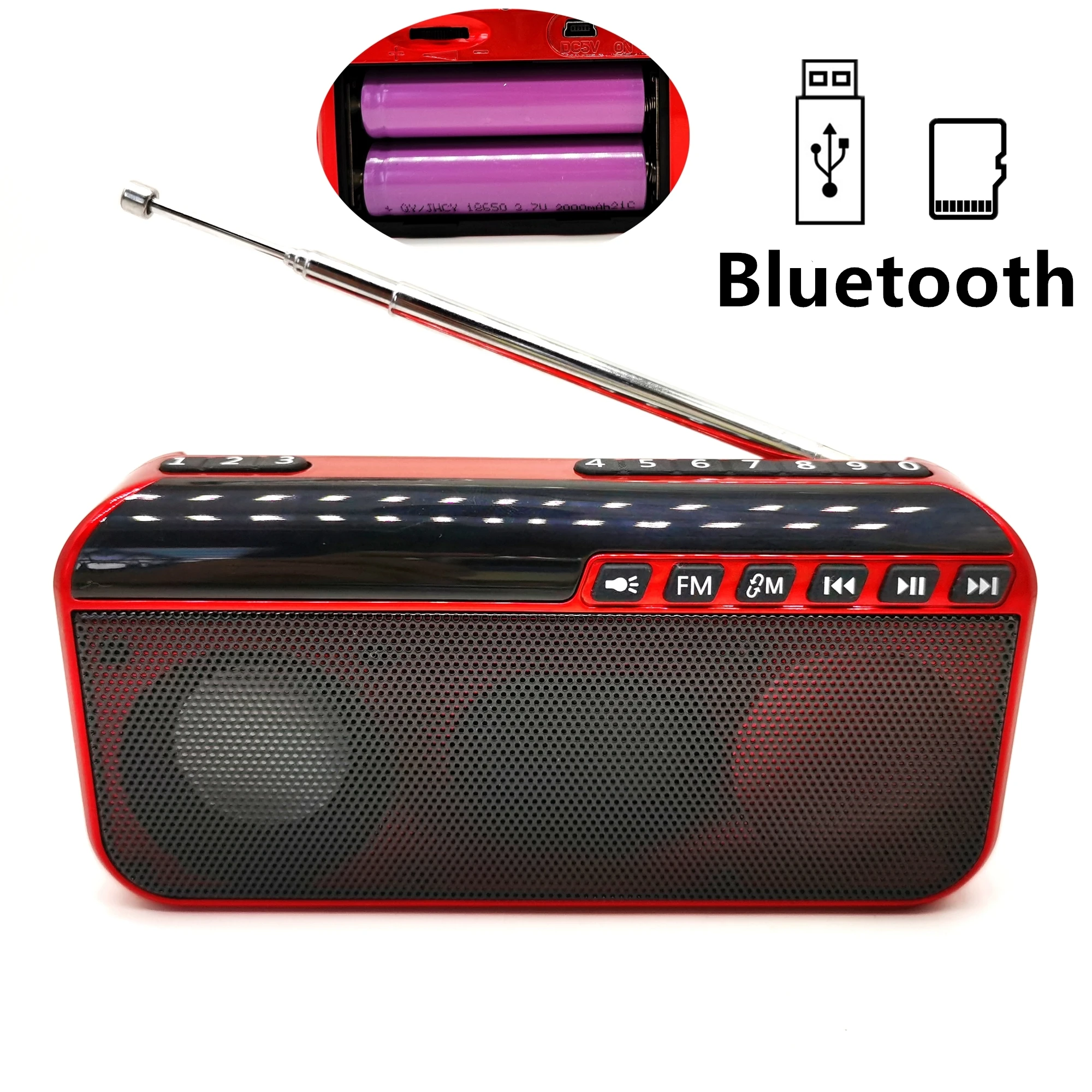 Bluetooth-динамик 2 аккумулятора FM-радио MP3 музыкальный плеер портативный