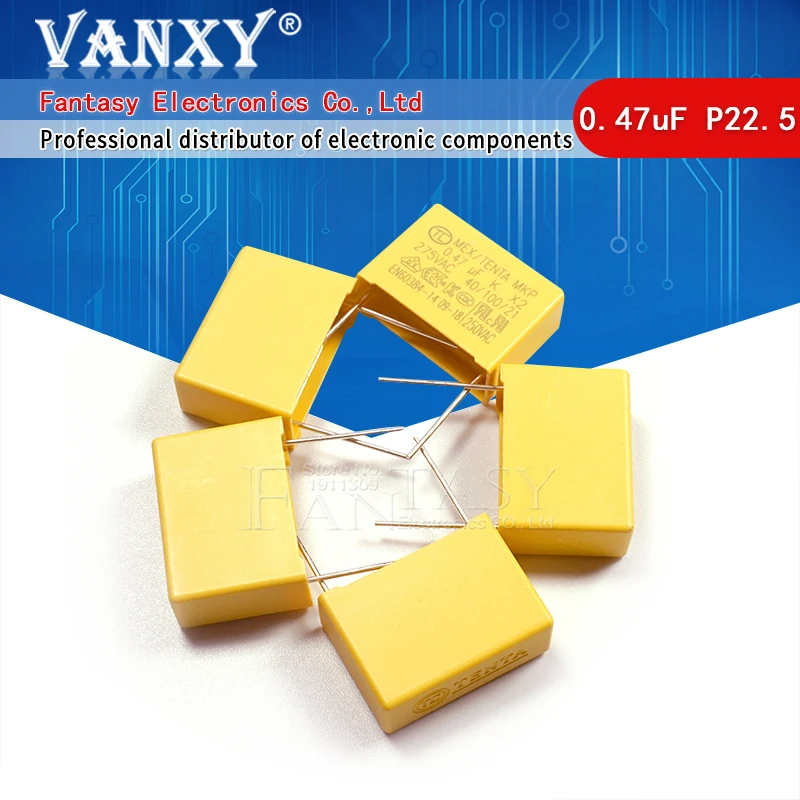 

10pcs 470nF capacitor X2 capacitor 275VAC Pitch 22.5mm 0.47uF X2 Polypropylene film capacitor