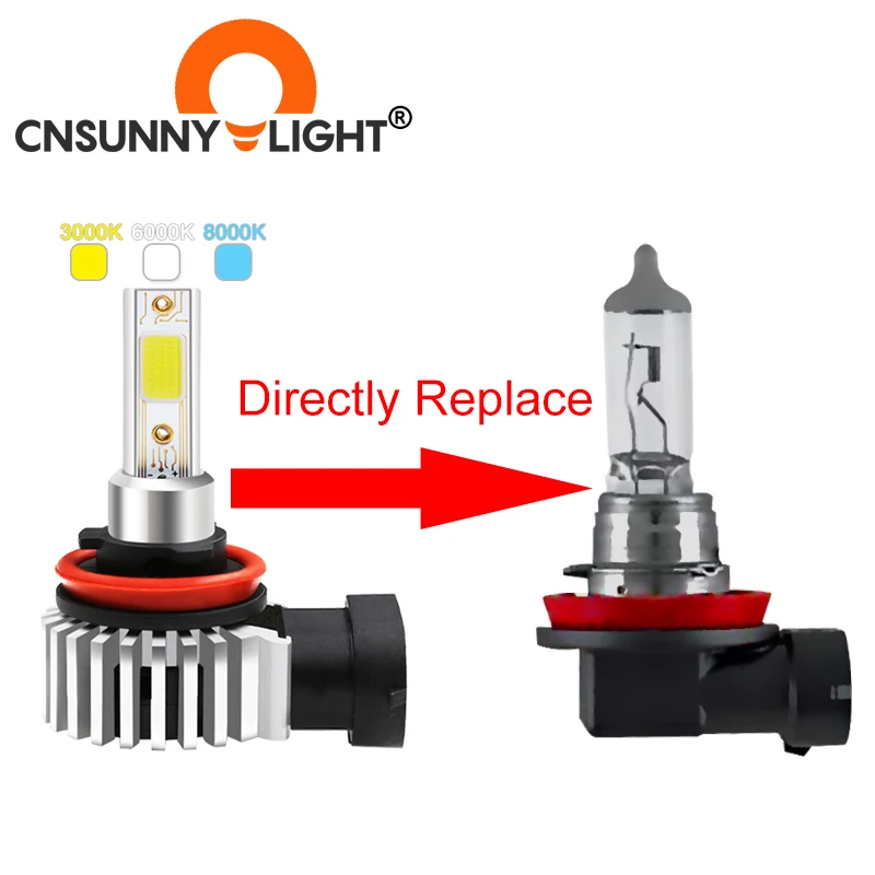 CNSUNNYLIGHT H7 H4 H11 H1 H3 9005 HB3 9006 HB4 880 светодиодный лампы для автомобильных фар 36 Вт 8000LM 6000