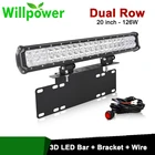 Кронштейн для крепления номерного знака, 20 дюймов, 126 Вт, 2 ряда, комбинированный светильник, держатель противотуманной фары для внедорожника, грузовика, 4x4, 12 В, 24 В