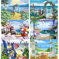new 5d diy diamond painting sea view cross stitch full square round drill scenery diamond embroidery home decor manual art gift