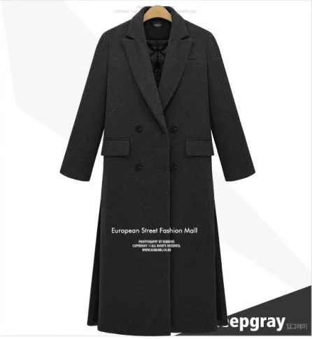 Повседневные длинные зимние модные шерстяные пальто с широкой талией из