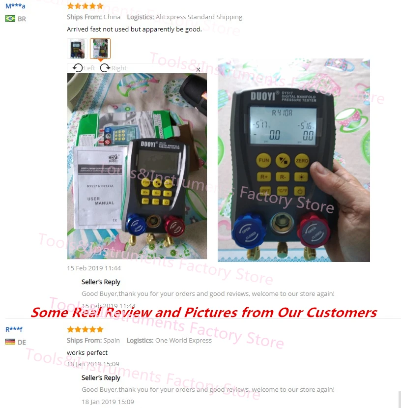 

DY517 Refrigeration Tester Dual Pressure Dual Temperature Measurement Instrument Pressure Gauge Digital Temperature Teste