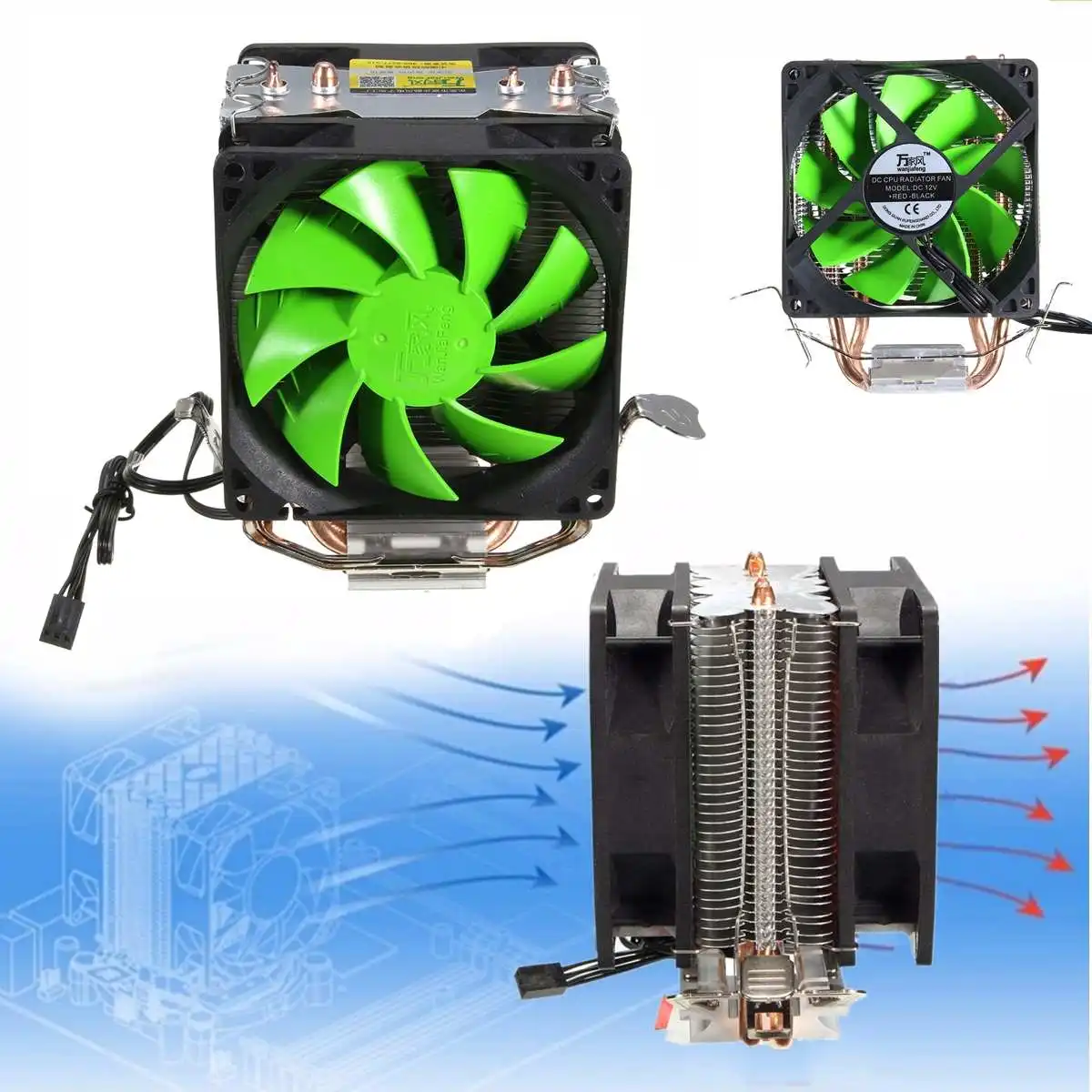 3 контактный двойной вентилятор кулер для процессора радиатор охлаждающий Intel