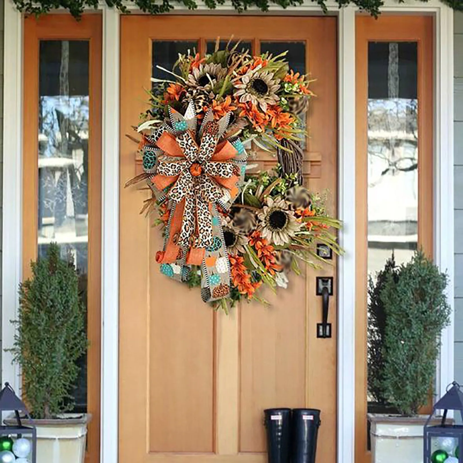 

Halloween Autumn Pumpkin Truck Stolen Goods Wreath Doorplate Home Decoration Door Haning Ornament Holiday Garlands Fall Decor