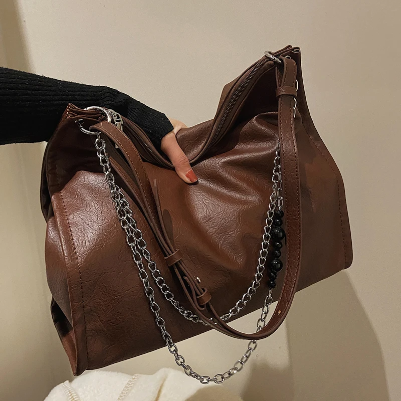 

Винтажная большая сумка для подмышек, новинка зимы 2022, женская дизайнерская сумка из мягкой искусственной кожи, роскошная брендовая сумка-м...