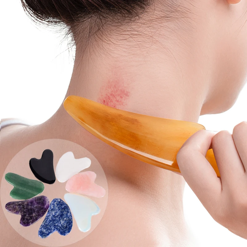 Массажный массажный скребок с гуашью из нефрита натуральный цветной камень Gua Sha