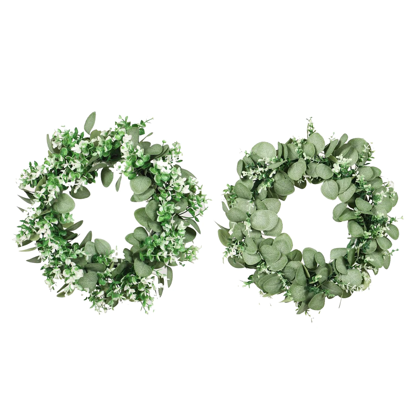 

Artificial Green Leaves Wreath 17inch Green Wreath Farmhouse Greenery Wreath for