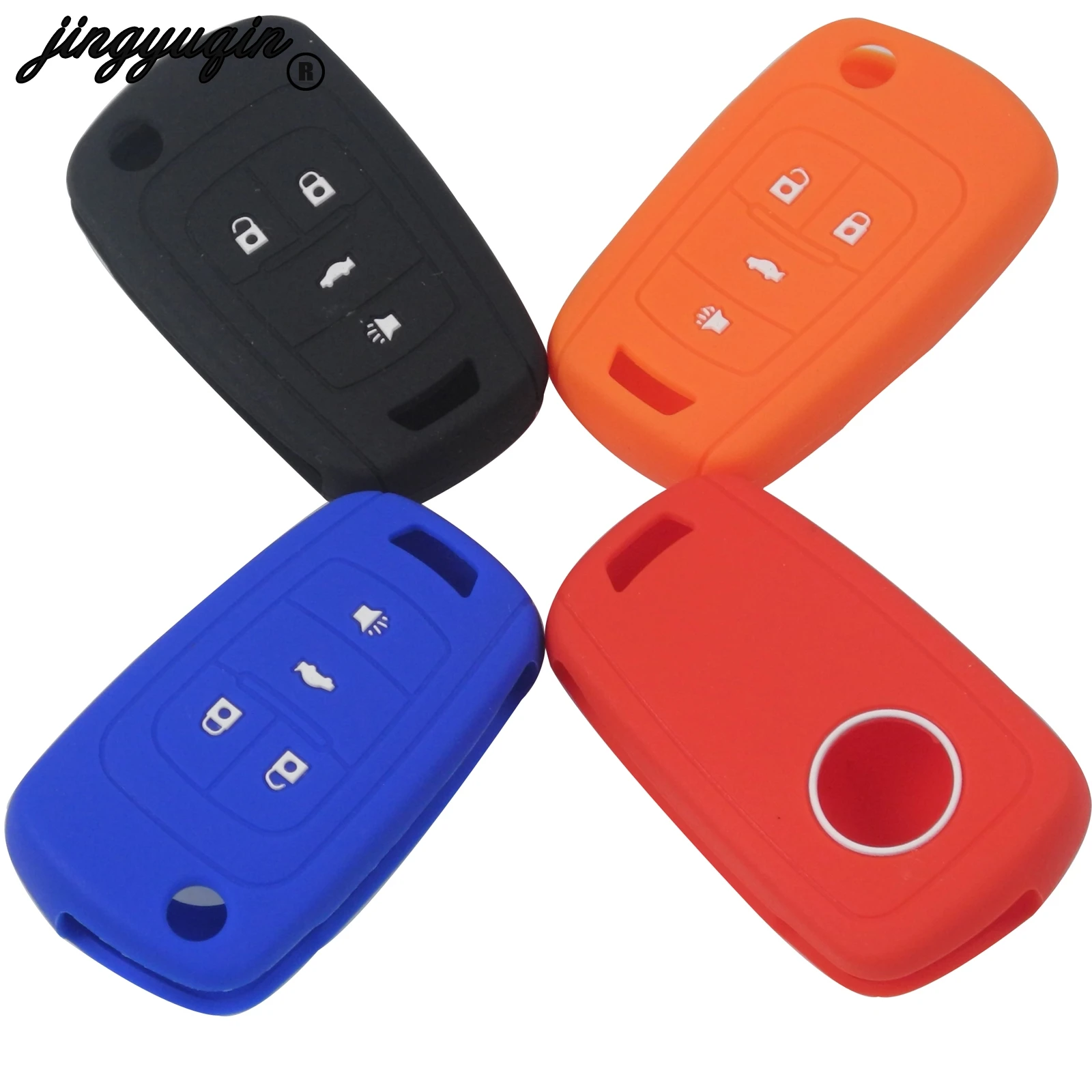 

jingyuqin 4B Silicone Key Case For VAUXHALL For OPEL Insignia Astra J Zafira C Mokka For Buick Car Key Cover For Chevrolet House
