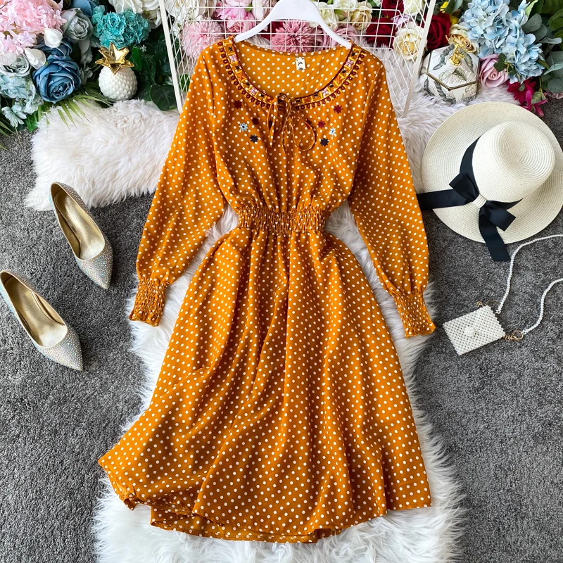 Женское платье с круглым вырезом и пышными рукавами новинка 2019|Женские платья| |