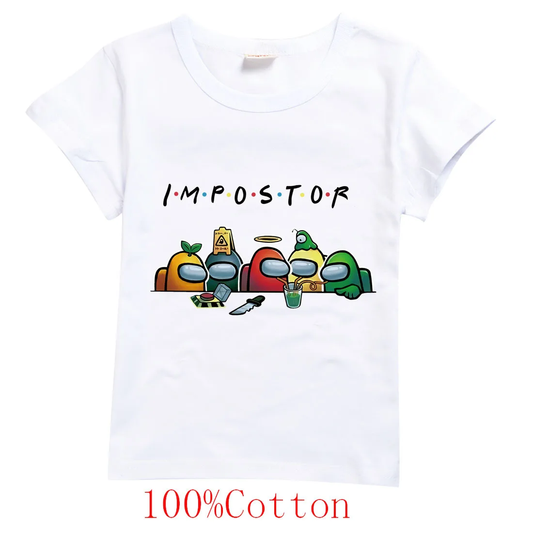 

DLF Summer Kids Clothes Short Sleeve Cartoon Impostor Printed T Shirt for Boys Streetwear Teenager Baby Girls Short Sleeves Tops