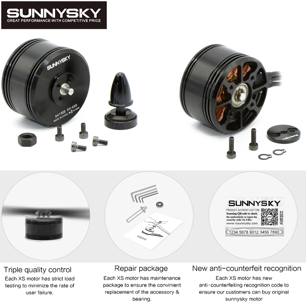 4 шт./лот Sunnysky X4110S 340KV/400KV 6S Lipo бесщеточный двигатель для радиоуправляемого