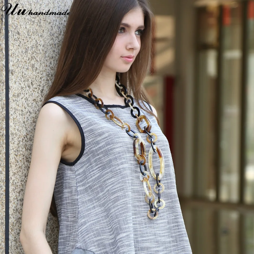 Классическое красочное акриловое кольцо цепочка длинное ожерелье для свитера