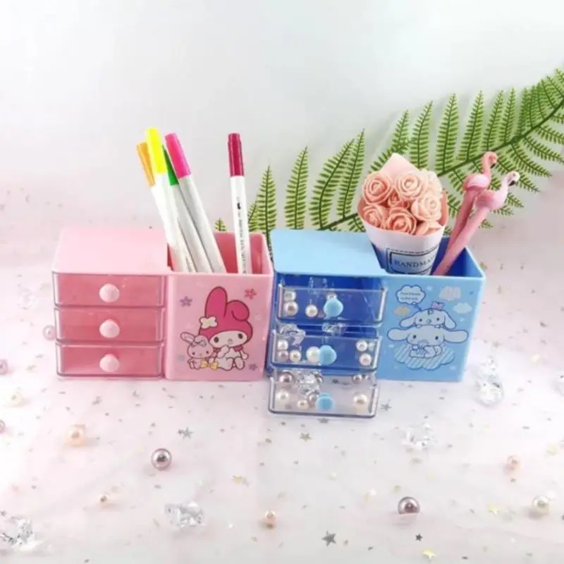 

Kawaii Abs 2 в 1 многофункциональный настольный органайзер Женская коллекция органайзер для макияжа школьные канцелярские принадлежности