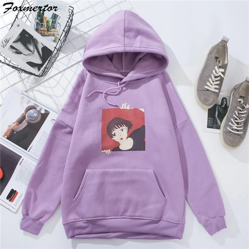 Purple 3 Теплая Женская толстовка с капюшоном, зимняя Толстовка свободного кроя, Женская Толстовка Harajuku с буквенным принтом, пуловер с длинным рукавом, более размера d, пальто с капюшоном - Цвет: Purple 3