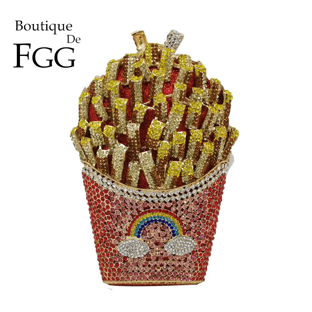 Boutique De FGG Радужный клатч с фишками фри женская вечерняя сумочка со стразами